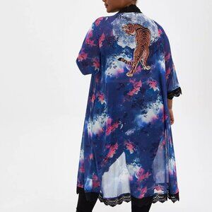 Torrid space galaxy print and tiger kimono coverup size 2x
